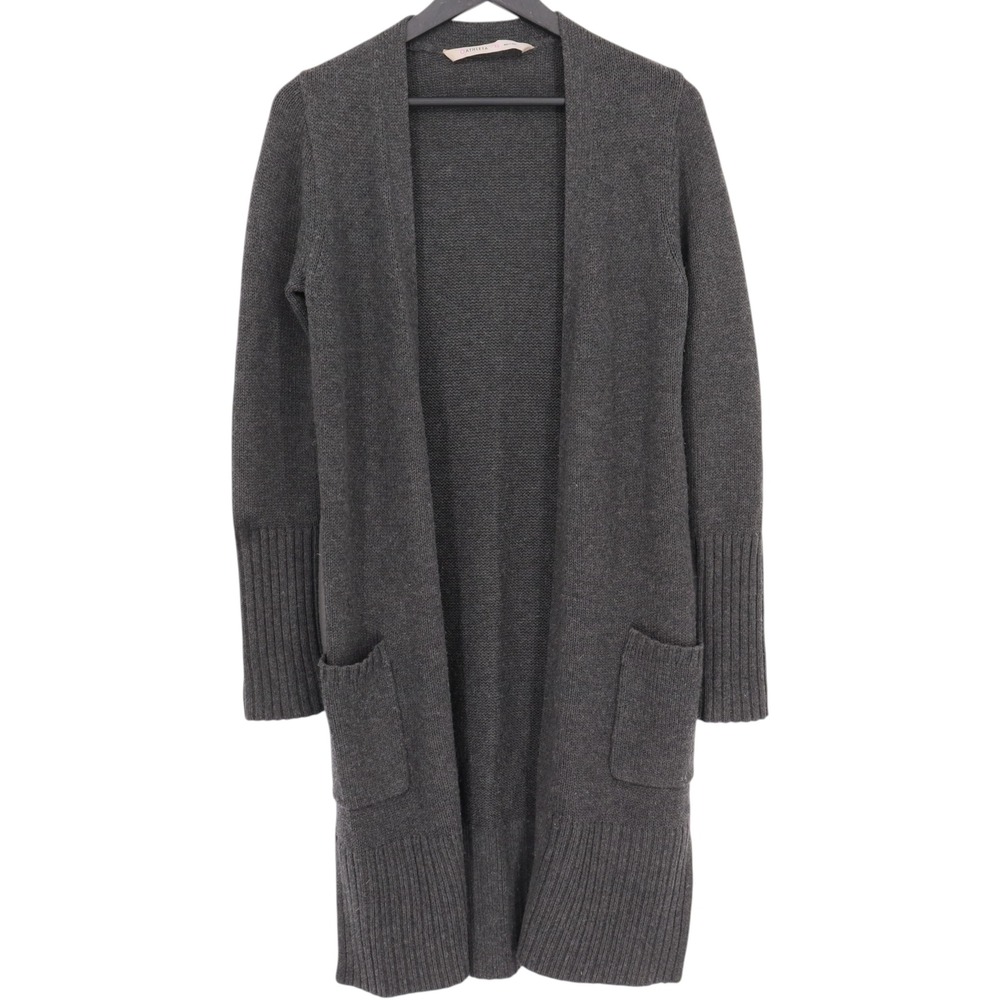Athleta Womens Passage Duster Cardigan Gray Merino Wool Open Front XS 721666-01